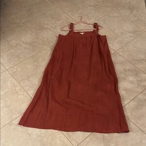 Eileen Fisher Brown Midi Sundress Sleeveless Square Neck Casual